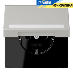 Розетка з заземленням 250V 16A з кришкою, шторками, полем для напису, пружинним затиском JUNG LC1520BFNAKL205 gris clair 31 (32013)