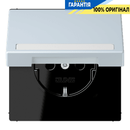 Розетка з заземленням 250V 16A з кришкою, шторками, полем для напису, пружинним затискачем JUNG LC1520BFNAKL209 outremer pâle (32023)
