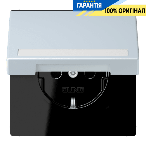 Розетка з заземленням 250V 16A з кришкою, шторками, полем для напису, пружинним затискачем JUNG LC1520BFNAKL209 outremer pâle (32023)