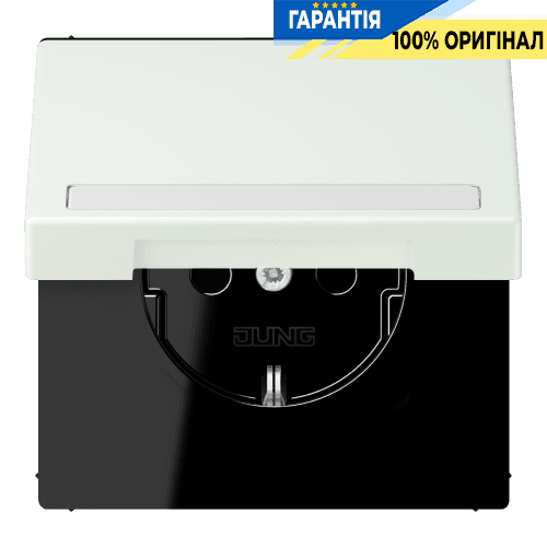 Розетка з заземленням 250V 16A з кришкою, шторками та полем для напису, пружинний зажим JUNG LC1520BFNAKL210 outremer gris