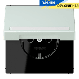 Розетка з заземленням 250V 16A з кришкою, шторками, полем для напису, пружинним затискачем JUNG LC1520BFNAKL215 céruléen pâle (32034)