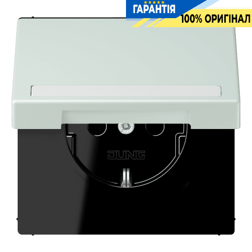 Розетка з заземленням 250V 16A з кришкою, шторками, полем для напису, пружинним затискачем JUNG LC1520BFNAKL215 céruléen pâle (32034)