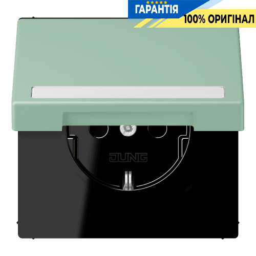 Розетка з заземленням 250V 16A з кришкою, шторками та полем для напису, пружинний зажим JUNG LC1520BFNAKL217 vert anglais clair (32041)