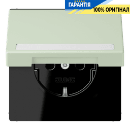 Розетка з заземленням 250V 16A з кришкою, шторками та пружинним затиском JUNG LC1520BFNAKL218 vert anglais pâle