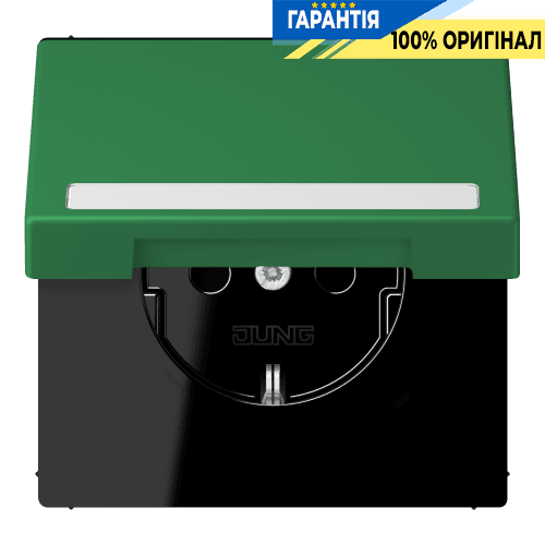 Розетка з заземленням 250V 16A з кришкою, шторками та пружинним затиском JUNG LC1520BFNAKL219 vert foncé (32050)