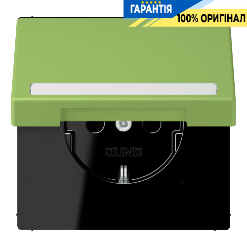 Розетка з заземленням 250В 16А з кришкою, шторками, полем для напису, пружинним затиском JUNG LC1520BFNAKL220 vert 31 (32051)