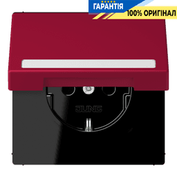 Розетка з заземленням 250V 16A з кришкою, шторками та пружинним затиском JUNG LC1520BFNAKL229 rouge carmin (32100)