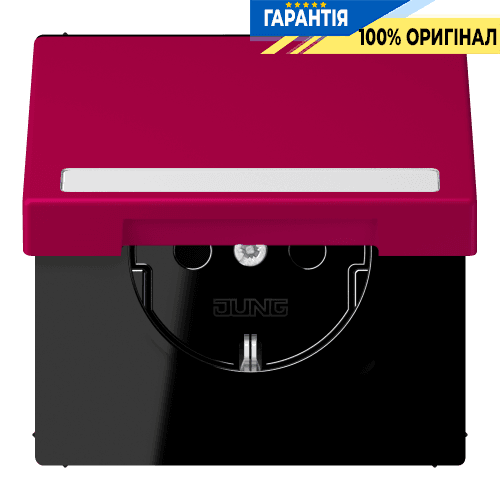 Розетка з заземленням 250V 16A з кришкою, шторками, полем для напису, пружинним затиском JUNG LC1520BFNAKL230 rouge rubia (32101)
