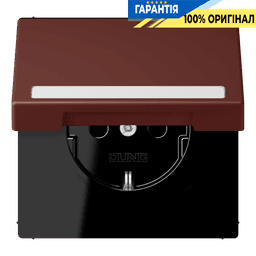 Розетка з заземленням 250V 16A з кришкою, шторками, полем для напису, пружинним затиском JUNG LC1520BFNAKL235 terre sienne brûlée 31 (32120)