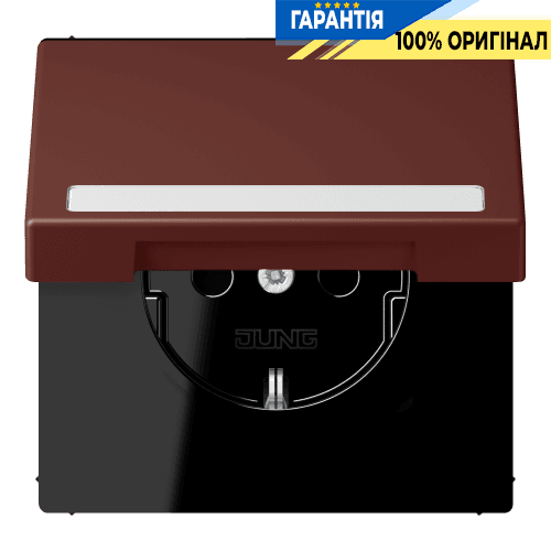 Розетка з заземленням 250V 16A з кришкою, шторками, полем для напису, пружинним затиском JUNG LC1520BFNAKL235 terre sienne brûlée 31 (32120)
