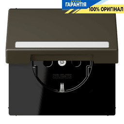 Розетка з заземленням 250V 16A з кришкою, шторками, полем для напису, пружинним затиском JUNG LC1520BFNAKL241 ombre naturelle 31 (32140)