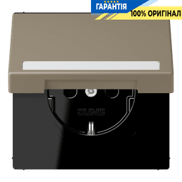 Розетка з заземленням 250V 16A з кришкою, шторками, полем для напису, пружинним затискачем JUNG LC1520BFNAKL242 ombre naturelle moyenne (32141)