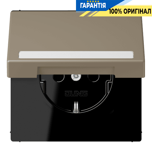 Розетка з заземленням 250V 16A з кришкою, шторками, полем для напису, пружинним затискачем JUNG LC1520BFNAKL242 ombre naturelle moyenne (32141)