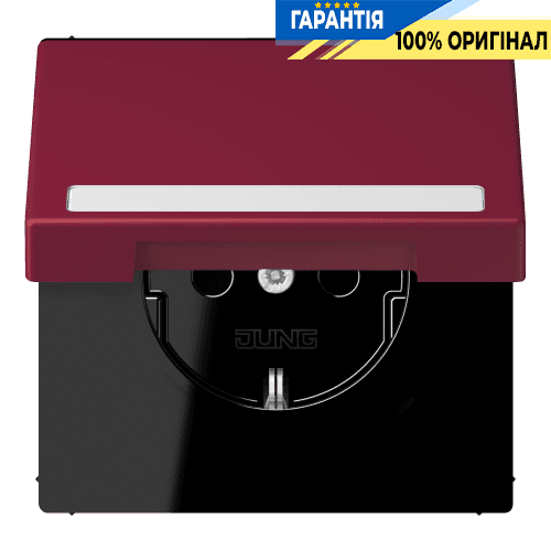 Розетка з заземленням 250V 16A з кришкою, шторками та полем для напису JUNG LC1520BFNAKL255 le rubis (4320M)