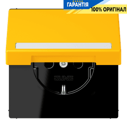 Розетка з заземленням 250V 16A з кришкою, шторками та полем для напису JUNG LC1520BFNAKL263 le jaune vif