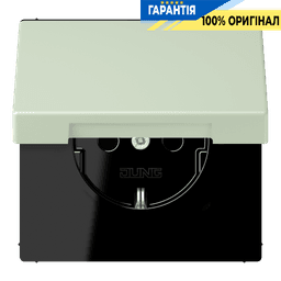 Розетка з заземленням 250V 16A з кришкою, шторками та гвинтовим затиском JUNG LC1521BFKIKL218 vert anglais pâle
