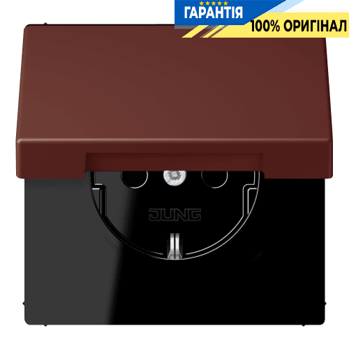 Розетка з заземленням 250V 16A з кришкою та шторками гвинтовий затиск JUNG LC1521BFKIKL235 terre sienne brûlée 31 (32120)