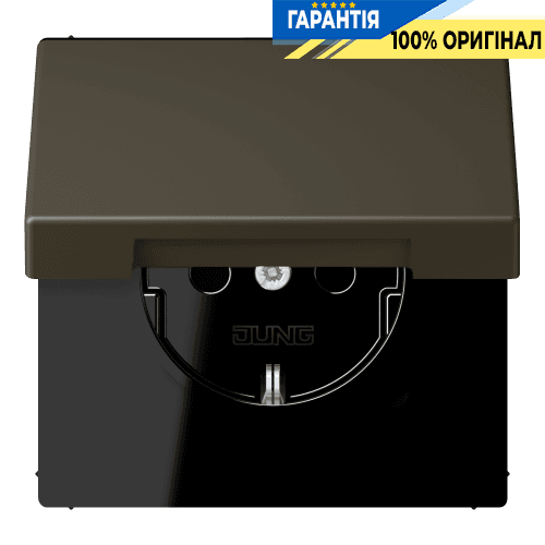 Розетка з заземленням 250V 16A з кришкою, шторками, гвинтовим затискачем JUNG LC1521BFKIKL241 ombre naturelle 31 (32140)