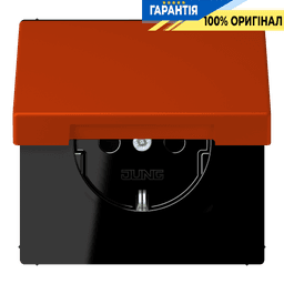 Розетка з заземленням 250V 16A з кришкою, шторками та гвинтовим затиском JUNG LC1521BFKIKL244 rouge vermillon 59