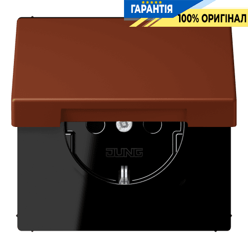 Розетка з заземленням 250V 16A з кришкою та шторками гвинтовий затиск JUNG LC1521BFKIKL247 terre sienne brûlée 59