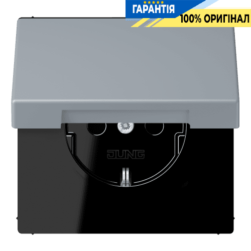 Розетка з заземленням 250V 16A з кришкою, шторками та гвинтовим затискачем JUNG LC1521BFKIKL257 gris clair 59