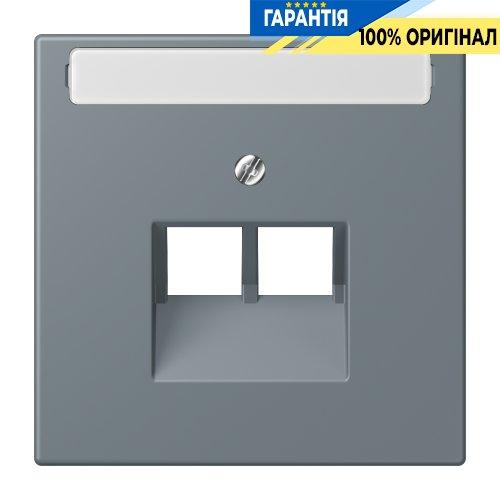 Накладка для 2-ї комп’ютерної розетки UAE з полем для напису JUNG LC969-2NAUA251 gris 59