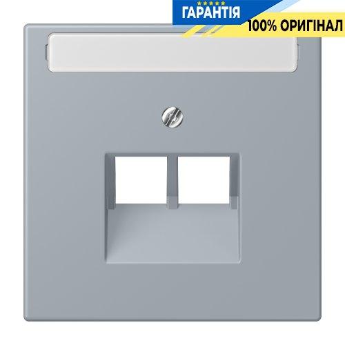 Накладка для 2-ї комп’ютерної розетки UAE з полем для напису JUNG LC969-2NAUA257 gris clair 59