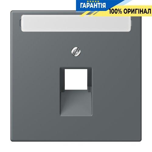 Накладка для комп’ютерної розетки UAE з полем для напису JUNG LC969-1NAUA202 gris foncé 31 (32010)