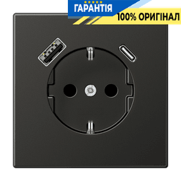 Розетка з заземленням та USB тип A + USB тип C JUNG AL1520-15CAAN Антрацит