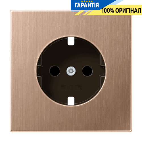 Накладка для розетки із заземленням 250V 16A з пружинним затискачем та захисними шторками Jung BRG1520KIPL матова бронза