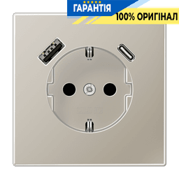 Розетка з заземленням та USB тип A + USB тип C, JUNG ES1520-15CA Edelstahl