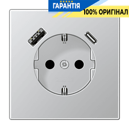 Розетка з заземленням та USB тип A + USB тип C JUNG AL1520-15CA алюміній