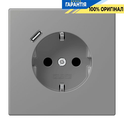 Розетка з заземленням та USB тип C JUNG LC1520-18C203 gris 31 (32011)