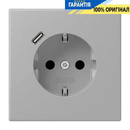 Розетка з заземленням та USB тип C JUNG LC1520-18C204 gris moyen (32012)
