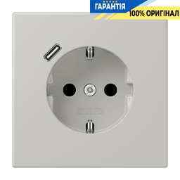 Розетка з заземленням та USB тип C JUNG LC1520-18C205 gris clair 31 (32013)