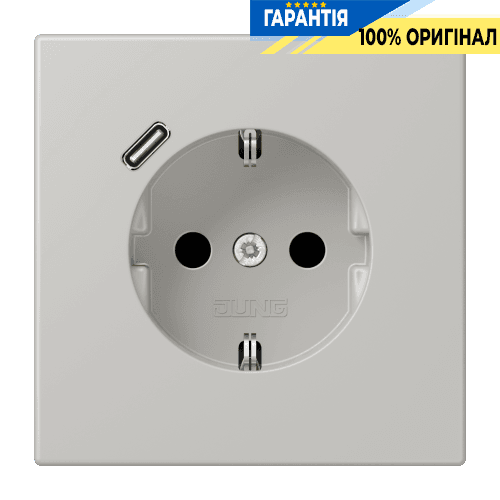 Розетка з заземленням та USB тип C JUNG LC1520-18C205 gris clair 31 (32013)