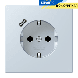 Розетка з заземленням та USB тип C JUNG LC1520-18C209, колір outremer pâle (32023)