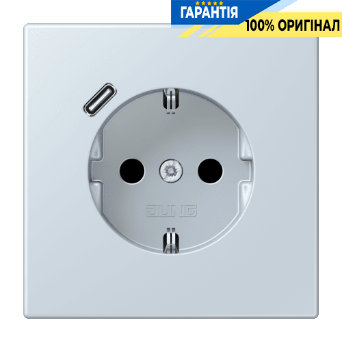 Розетка з заземленням та USB тип C JUNG LC1520-18C209, колір outremer pâle (32023)