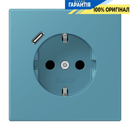 Розетка з заземленням та USB тип C JUNG LC1520-18C212 céruléen vif (32031)