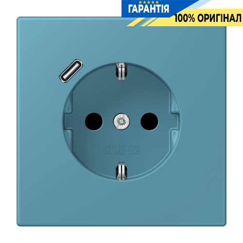 Розетка з заземленням та USB тип C JUNG LC1520-18C212 céruléen vif (32031)