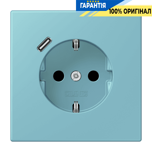Розетка з заземленням та USB тип C JUNG LC1520-18C213 céruléen moyen (32032)
