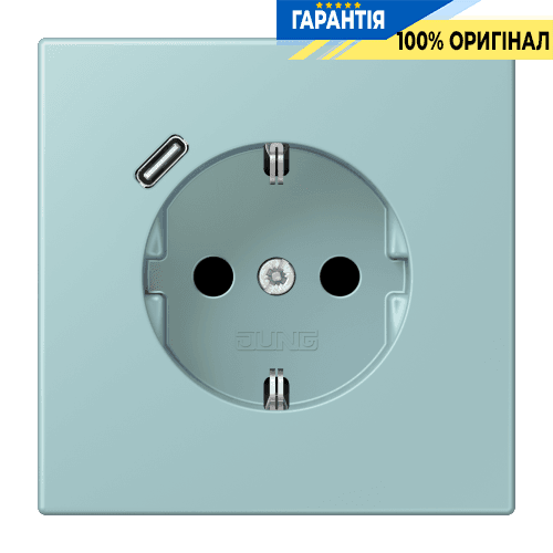 Розетка з заземленням і USB тип C JUNG LC1520-18C214 céruléen clair (32033)