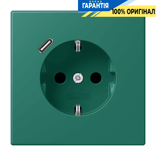 Розетка з заземленням та USB тип C JUNG LC1520-18C216 vert anglais (32040)