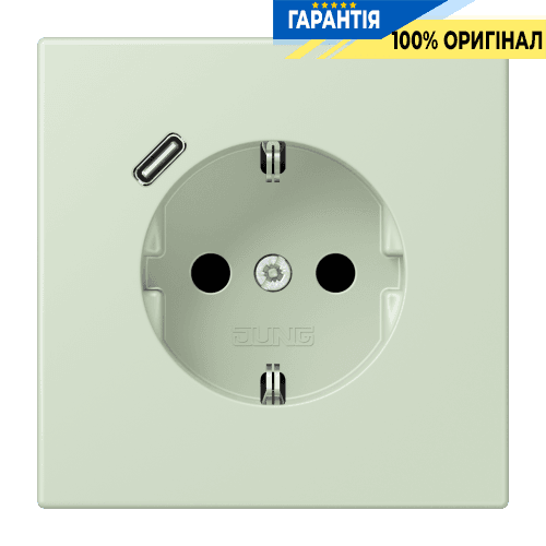 Розетка з заземленням і USB тип C JUNG LC1520-18C218 vert anglais pâle