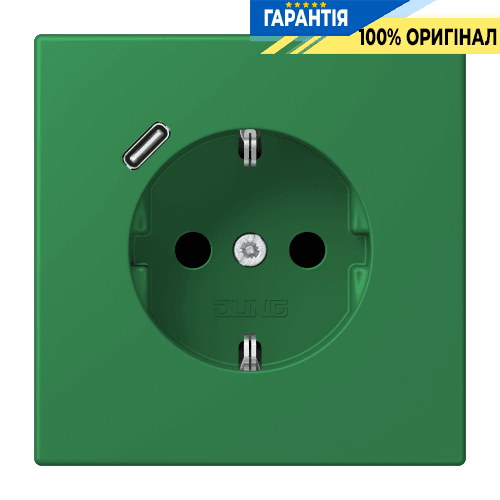 Розетка з заземленням та USB тип C JUNG LC1520-18C219 vert foncé (32050)