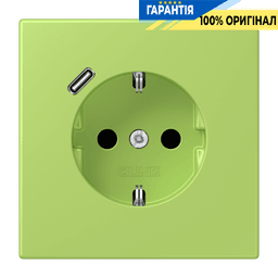 Розетка з заземленням та USB тип C JUNG LC1520-18C221 vert clair (32052)