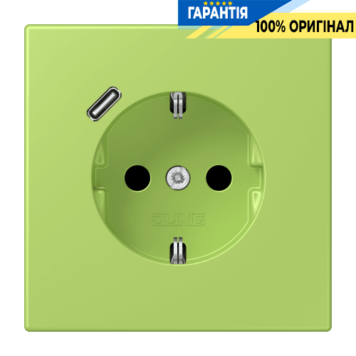 Розетка з заземленням та USB тип C JUNG LC1520-18C221 vert clair (32052)