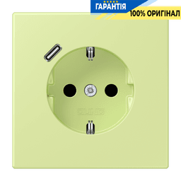 Розетка з заземленням та USB тип C JUNG LC1520-18C222 vert jaune clair (32053)