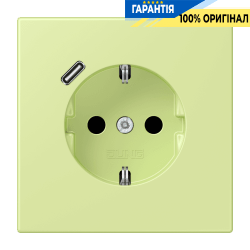 Розетка з заземленням та USB тип C JUNG LC1520-18C222 vert jaune clair (32053)