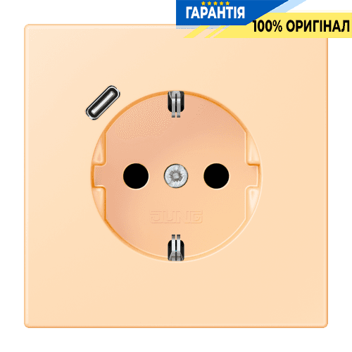 Розетка з заземленням та USB тип C JUNG LC1520-18C223 ocre (32060)